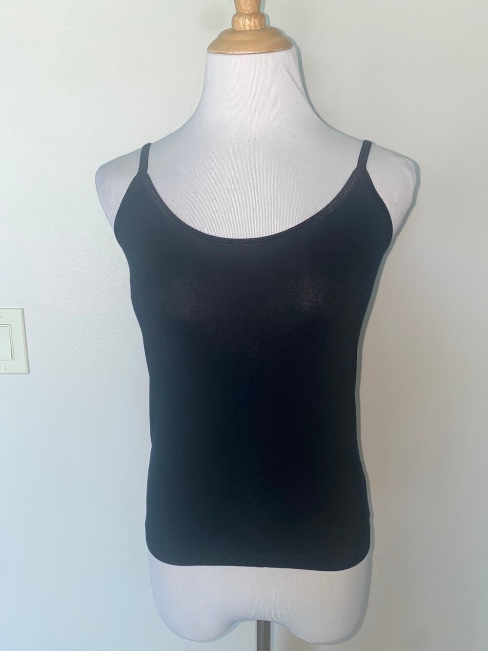 Max Mara Tank Black Adjustable Spaghetti Strap Knit Sleeveless Size M